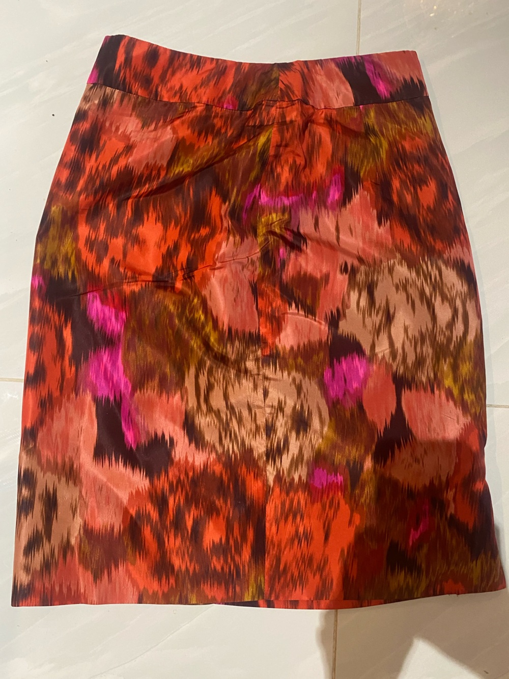 J. Crew Orange Multi Abstract Print Pencil Skirt